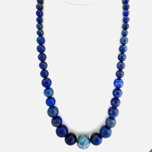JAY KING Lapis Lazuli and Inlay Opal Mosiac Graduated Beaded Necklace